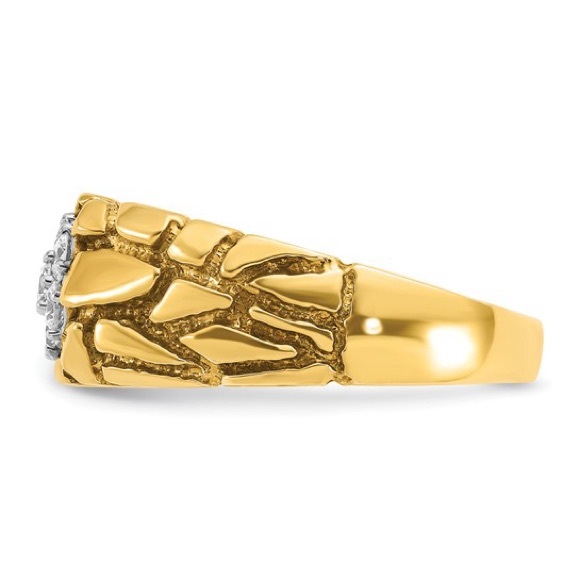 10K Two-tone IBGoodman Polished Nugget Cluster Diamond Men's Ring
